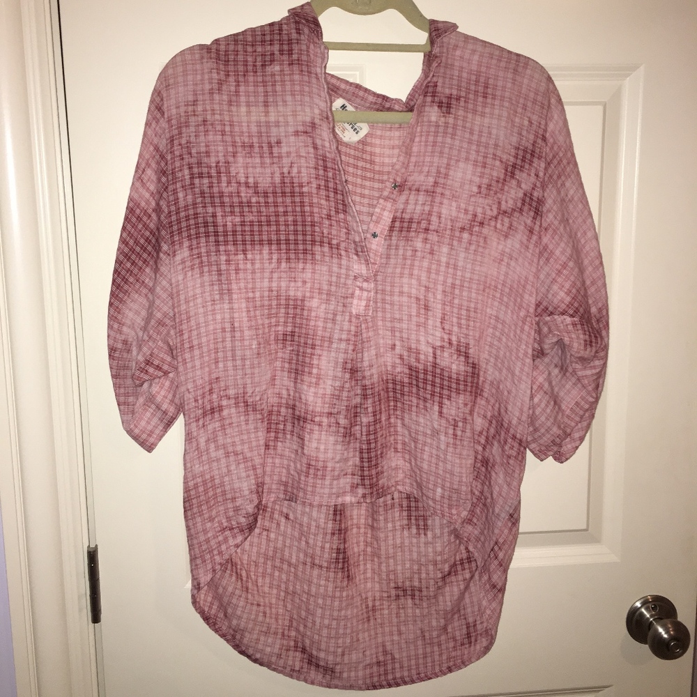 Pink Plaid Blouse